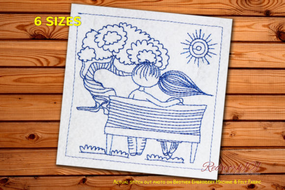 Couple Sitting on Bench Redwork Review