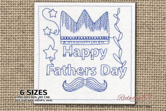 Fathers Day Crown Bluework Embroidery