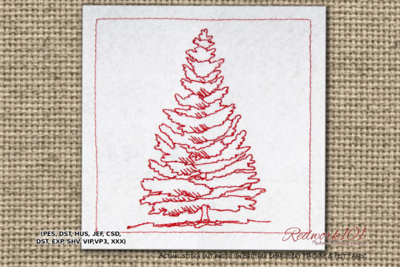 Spruce Tree Redwork Embroidery Review
