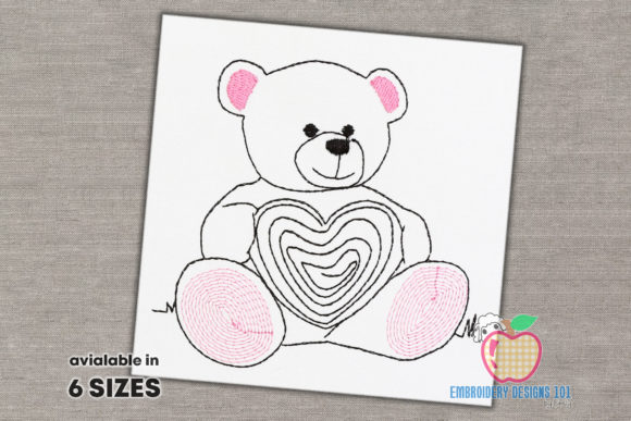 Teddy Bear Holding Heart Sketch Embroidery Review