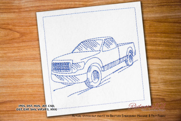 Truck Side View Redwork Embroidery Review