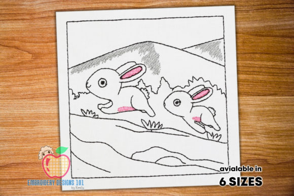 Two Bunnies Running on Grass Embroidery Review